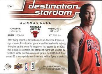 2008-09 SP Authentic - Destination Stardom #DS-1 Derrick Rose Back