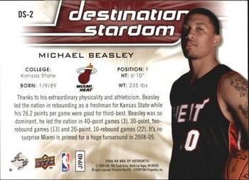 2008-09 SP Authentic - Destination Stardom #DS-2 Michael Beasley Back