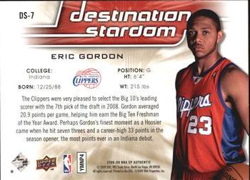 2008-09 SP Authentic - Destination Stardom #DS-7 Eric Gordon Back