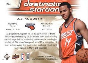 2008-09 SP Authentic - Destination Stardom #DS-9 D.J. Augustin Back