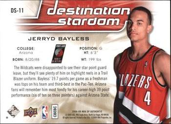 2008-09 SP Authentic - Destination Stardom #DS-11 Jerryd Bayless Back