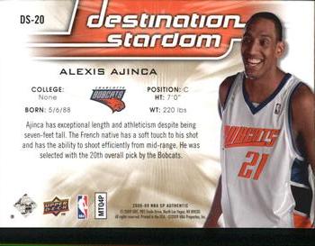 2008-09 SP Authentic - Destination Stardom #DS-20 Alexis Ajinca Back