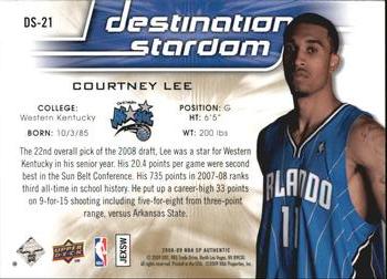 2008-09 SP Authentic - Destination Stardom #DS-21 Courtney Lee Back