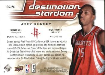 2008-09 SP Authentic - Destination Stardom #DS-24 Joey Dorsey Back