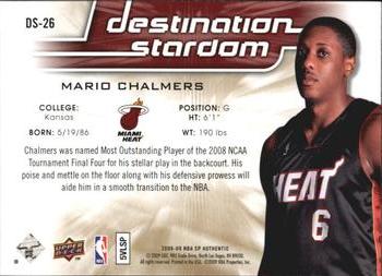 2008-09 SP Authentic - Destination Stardom #DS-26 Mario Chalmers Back
