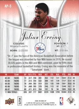 2008-09 SP Authentic - Profiles #AP-5 Julius Erving Back
