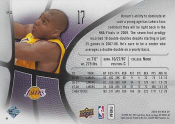 2008-09 SP Authentic - Retail #92 Andrew Bynum Back