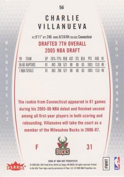 2006-07 Fleer Hot Prospects #56 Charlie Villanueva Back