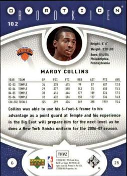 2006-07 Upper Deck Ovation #102 Mardy Collins Back