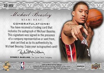 2008-09 SP Rookie Threads - Signing Day #SD-MB Michael Beasley Back