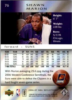 2006-07 Upper Deck Reflections #76 Shawn Marion Back