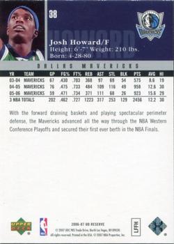 2006-07 UD Reserve #38 Josh Howard Back