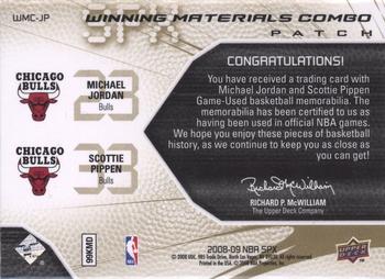2008-09 SPx - Winning Materials Combos Patches #WMC-JP Michael Jordan / Scottie Pippen Back