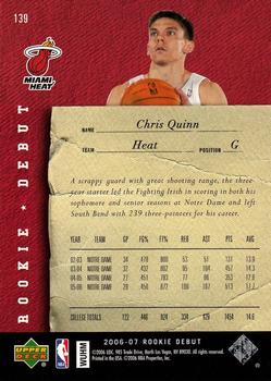 2006-07 Upper Deck Rookie Debut #139 Chris Quinn Back