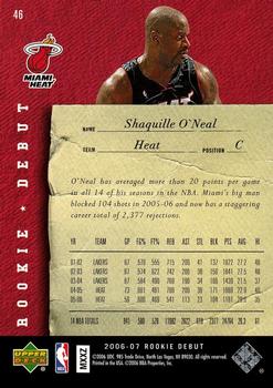 2006-07 Upper Deck Rookie Debut #46 Shaquille O'Neal Back