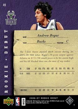 2006-07 Upper Deck Rookie Debut #49 Andrew Bogut Back