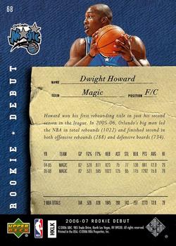 2006-07 Upper Deck Rookie Debut #68 Dwight Howard Back