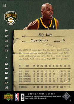 2006-07 Upper Deck Rookie Debut #89 Ray Allen Back