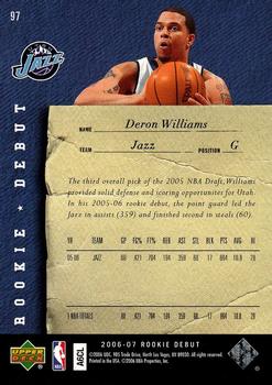 2006-07 Upper Deck Rookie Debut #97 Deron Williams Back