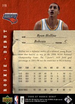 2006-07 Upper Deck Rookie Debut #119 Ryan Hollins Back