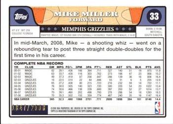 2008-09 Topps - Gold Border #33 Mike Miller Back