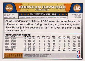 2008-09 Topps - Gold Border #162 Brendan Haywood Back