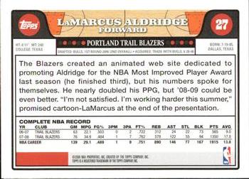 2008-09 Topps - Gold Foil #27 LaMarcus Aldridge Back