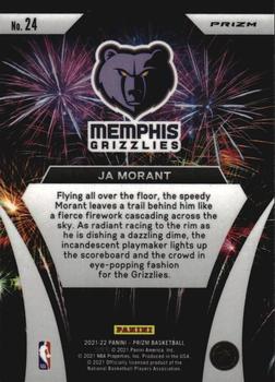 2021-22 Panini Prizm - Fireworks Prizms Hyper #24 Ja Morant Back