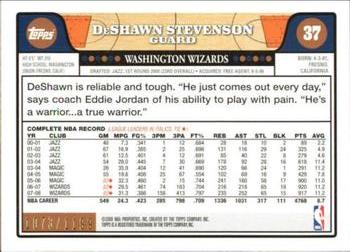 2008-09 Topps - Orange #37 DeShawn Stevenson Back