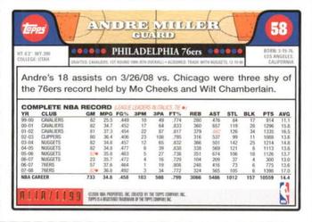 2008-09 Topps - Orange #58 Andre Miller Back