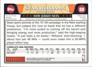 2008-09 Topps - Orange #89 Sean Williams Back