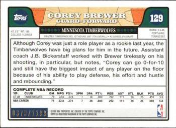 2008-09 Topps - Orange #129 Corey Brewer Back