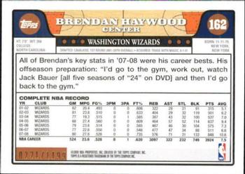 2008-09 Topps - Orange #162 Brendan Haywood Back