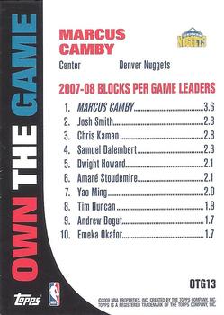 2008-09 Topps - Own the Game #OTG13 Marcus Camby Back