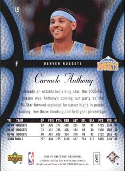 2006-07 Upper Deck Sweet Shot #19 Carmelo Anthony Back