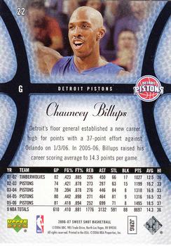 2006-07 Upper Deck Sweet Shot #22 Chauncey Billups Back