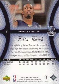 2006-07 Upper Deck Sweet Shot #42 Hakim Warrick Back