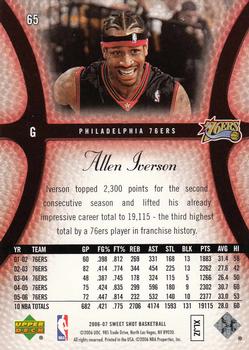 2006-07 Upper Deck Sweet Shot #65 Allen Iverson Back