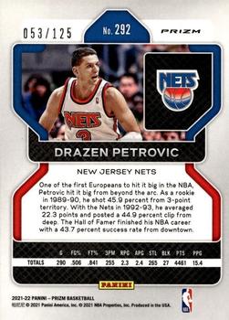 2021-22 Panini Prizm - Blue Ice #292 Drazen Petrovic Back