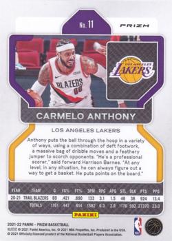 2021-22 Panini Prizm - Hyper #11 Carmelo Anthony Back