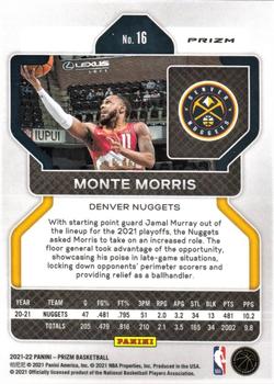 2021-22 Panini Prizm - Ice #16 Monte Morris Back