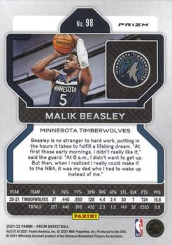 2021-22 Panini Prizm - Ice #98 Malik Beasley Back