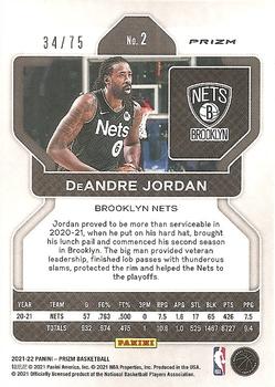 2021-22 Panini Prizm - NBA 75th Anniversary Diamond #2 DeAndre Jordan Back