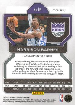 2021-22 Panini Prizm - Purple Wave #64 Harrison Barnes Back
