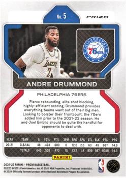 2021-22 Panini Prizm - Red Ice #5 Andre Drummond Back