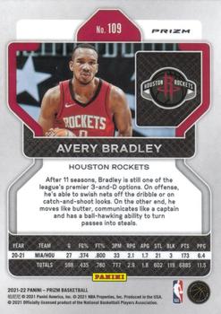 2021-22 Panini Prizm - Red Ice #109 Avery Bradley Back