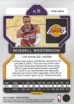 2021-22 Panini Prizm - Red White and Blue #55 Russell Westbrook Back