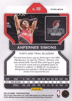 2021-22 Panini Prizm - Red White and Blue #168 Anfernee Simons Back