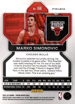 2021-22 Panini Prizm - Ruby Wave #166 Marko Simonovic Back