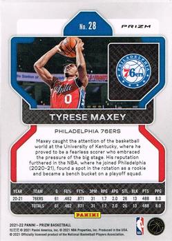 2021-22 Panini Prizm - Silver #28 Tyrese Maxey Back
